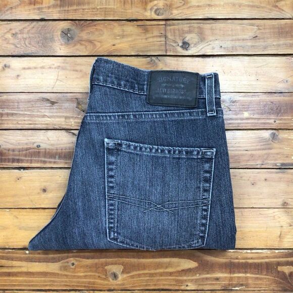 LEVIS Signature men’s jeans regular taper faded soft black denim size 30 tapered - Picture 4 of 12